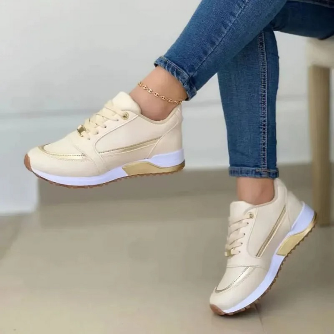 Beige Orthopedische schoenen voor dames met platte zool