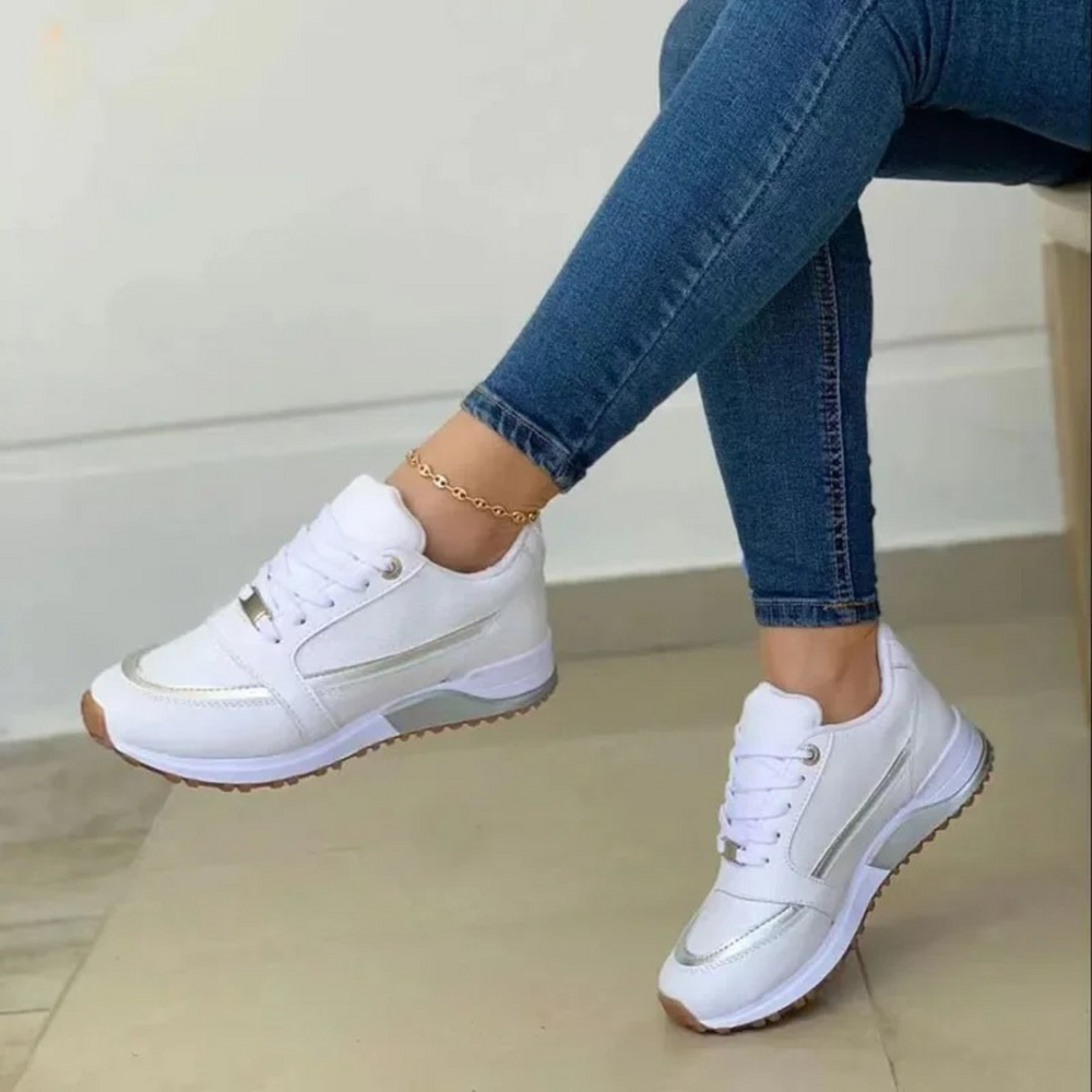 Witte Orthopedische schoenen voor dames met platte zool