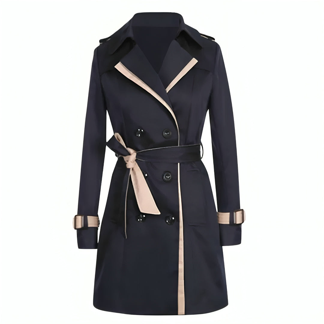 Zwarte winddichte lange trenchcoat voor dames