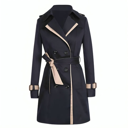 Zwarte winddichte lange trenchcoat voor dames