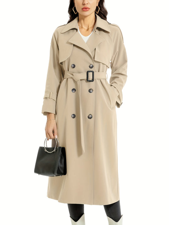 Coativa - Dames Lange Dubbelrijige Trenchcoat