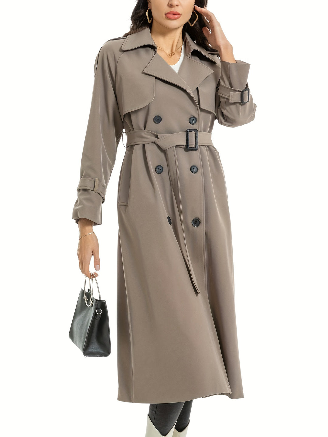 Coativa - Dames Lange Dubbelrijige Trenchcoat