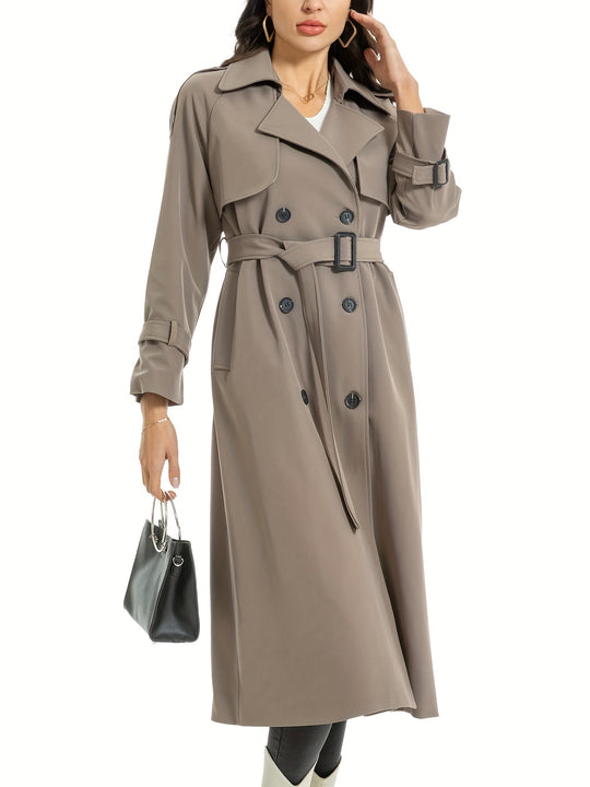 Coativa - Dames Lange Dubbelrijige Trenchcoat