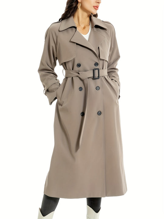 Coativa - Dames Lange Dubbelrijige Trenchcoat