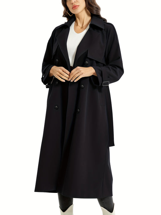 Coativa - Dames Lange Dubbelrijige Trenchcoat